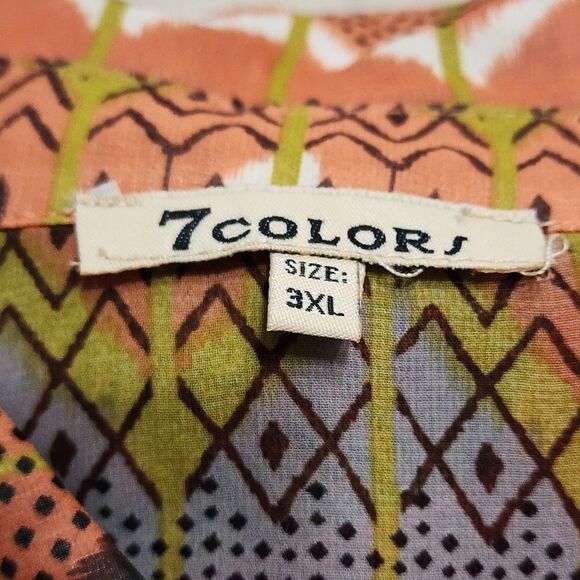 7 Colors multicolor chevron striped sheer button up 3X - Picture 5 of 5